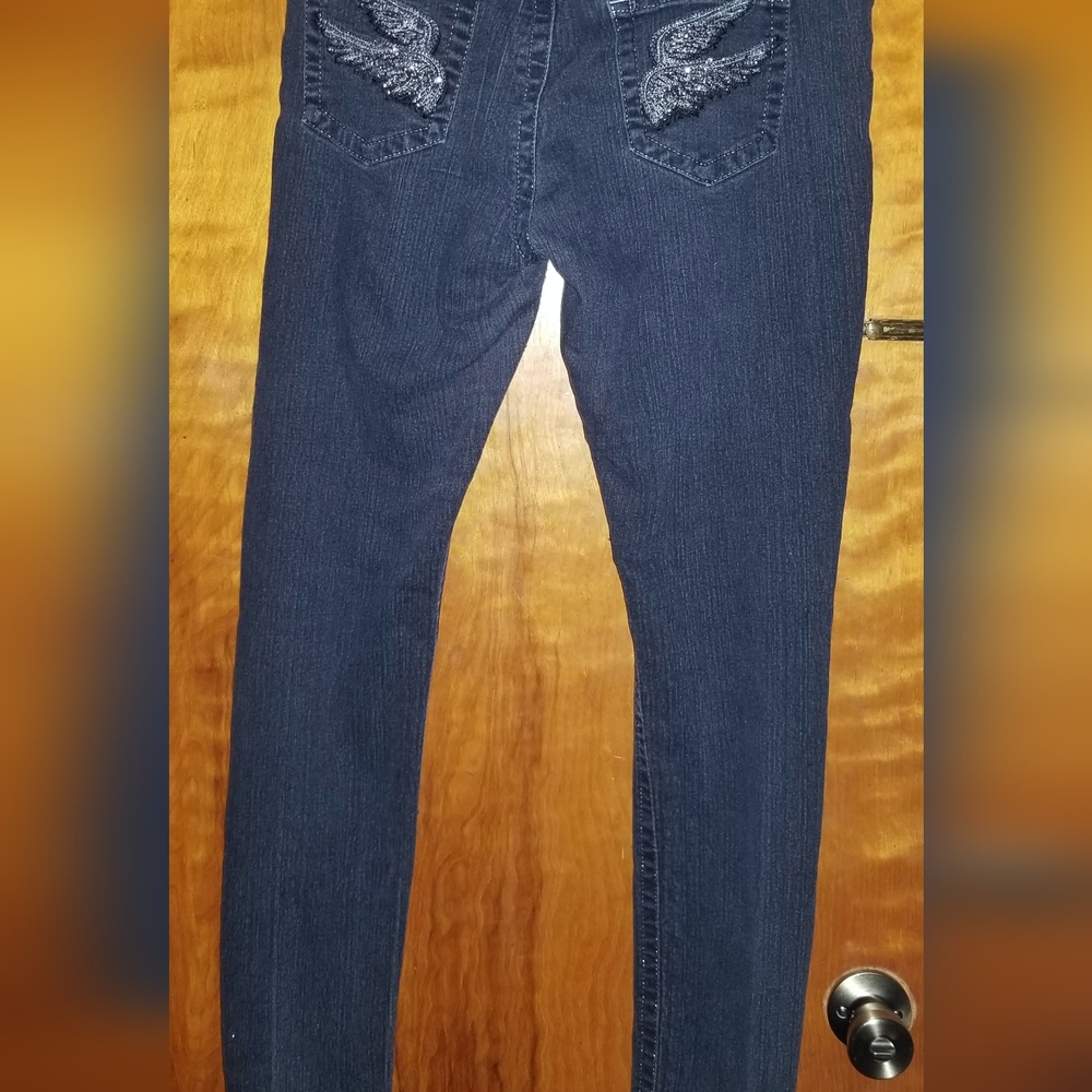 Women's V.I.P Dark Denim Stretch Jeans 13/14 With Angel Wings 
